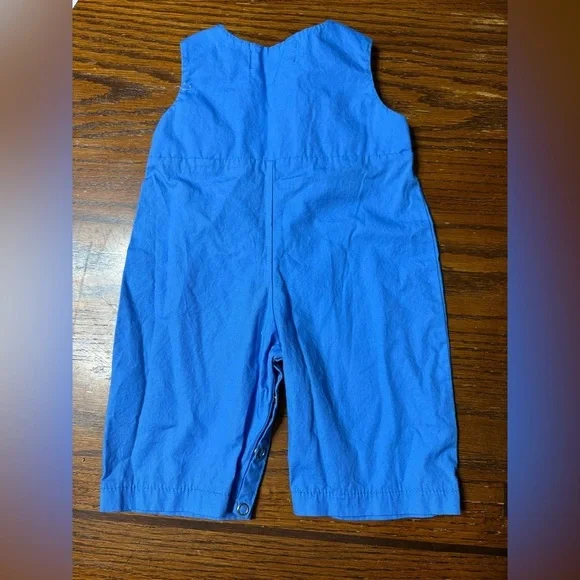 Marie Nicole Blue Baby Overalls with Embroidered Bunnies - Picture 3 of 3